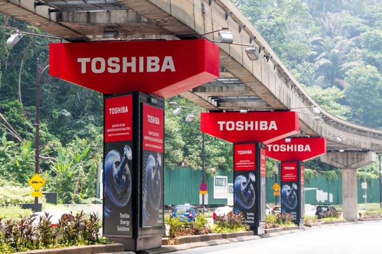 Toshiba shares plunge as it considers selling assets
